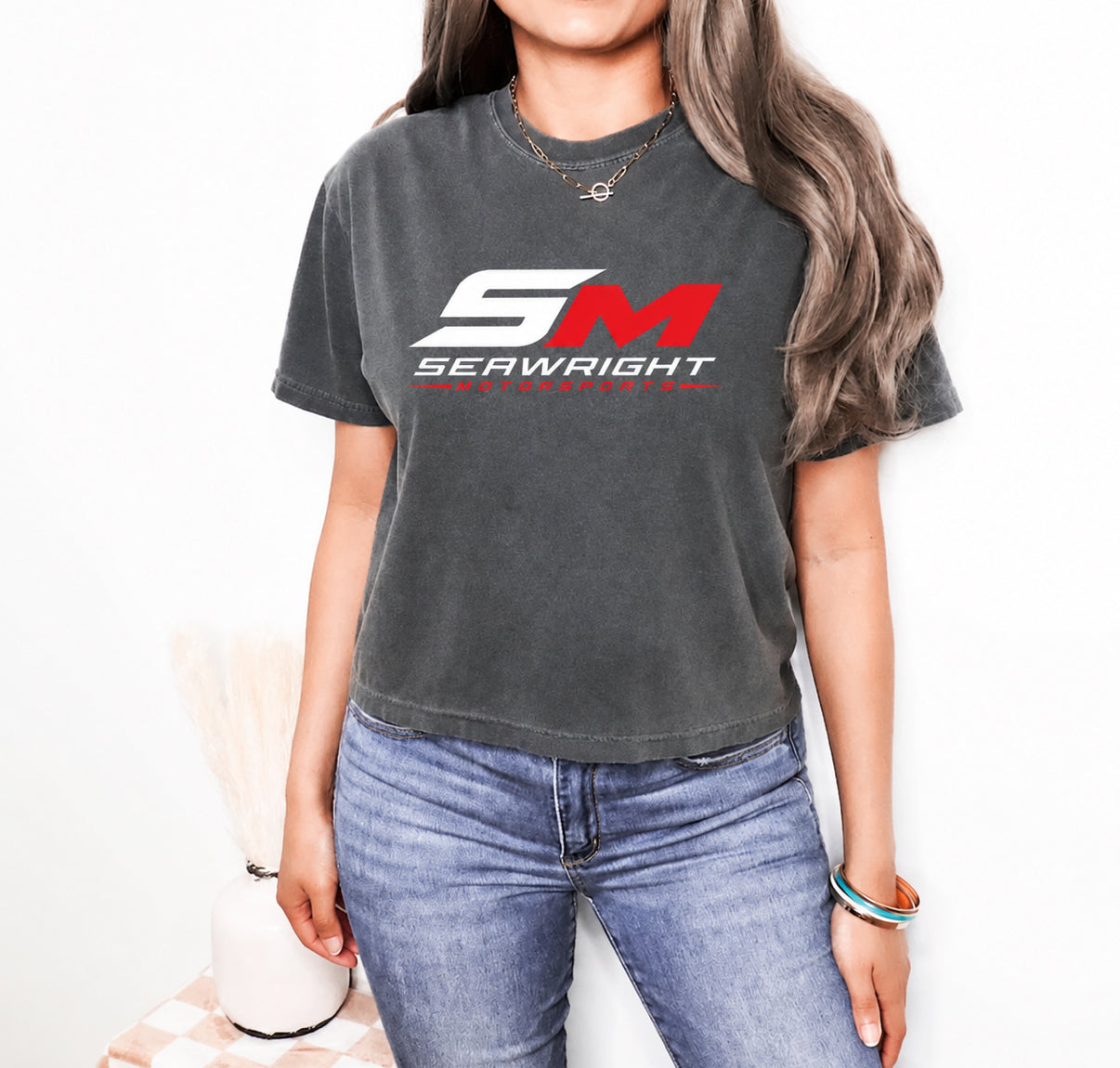 Womens Gray Cropped Tee