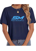 Womens Navy Cropped Tee